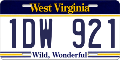 WV license plate 1DW921