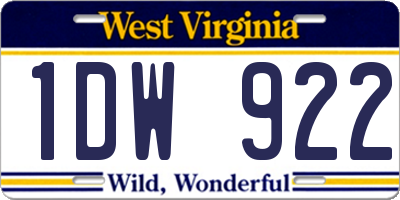 WV license plate 1DW922