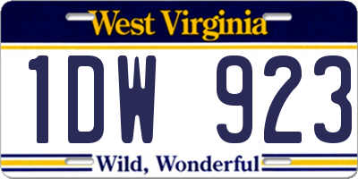 WV license plate 1DW923