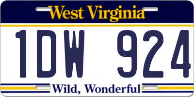 WV license plate 1DW924