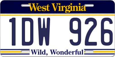 WV license plate 1DW926