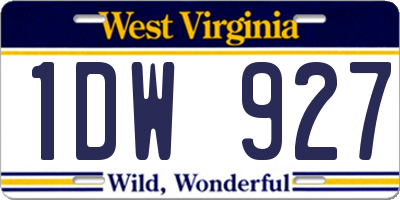 WV license plate 1DW927