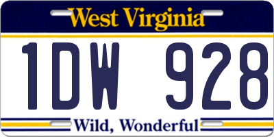 WV license plate 1DW928