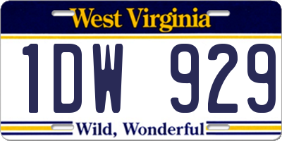 WV license plate 1DW929