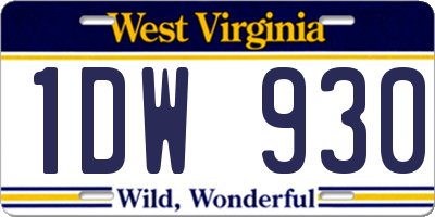 WV license plate 1DW930
