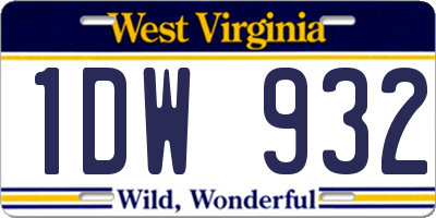 WV license plate 1DW932
