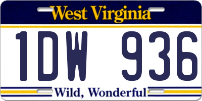 WV license plate 1DW936