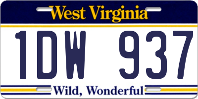 WV license plate 1DW937