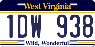 WV license plate 1DW938