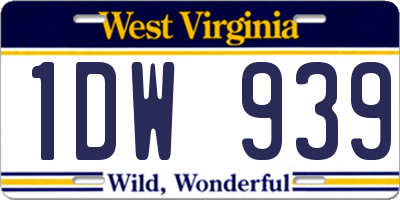WV license plate 1DW939