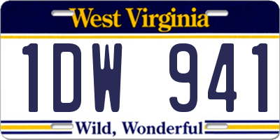 WV license plate 1DW941