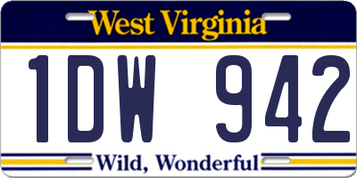 WV license plate 1DW942