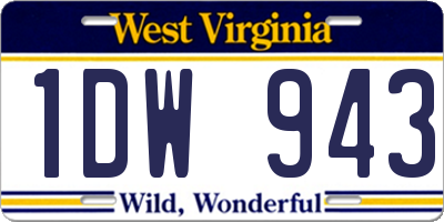 WV license plate 1DW943