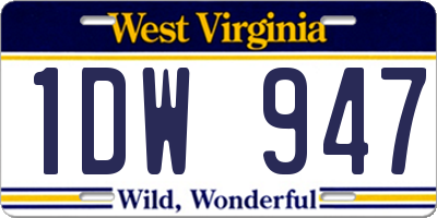 WV license plate 1DW947