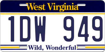 WV license plate 1DW949