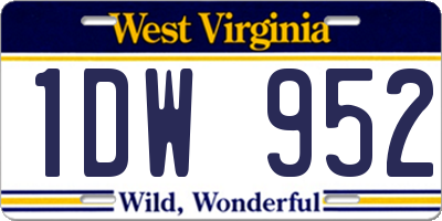 WV license plate 1DW952