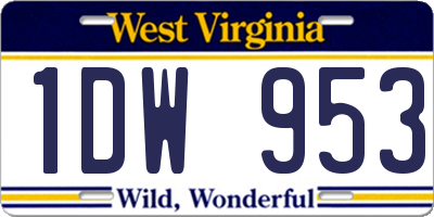 WV license plate 1DW953