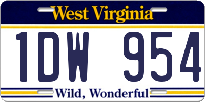 WV license plate 1DW954