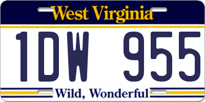 WV license plate 1DW955