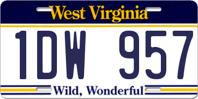 WV license plate 1DW957