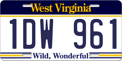 WV license plate 1DW961