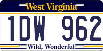 WV license plate 1DW962