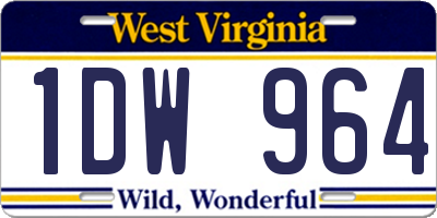 WV license plate 1DW964