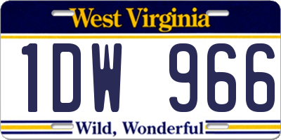 WV license plate 1DW966