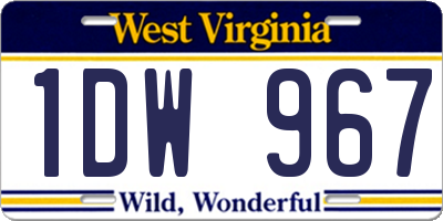 WV license plate 1DW967