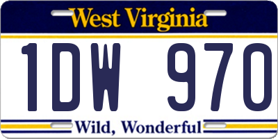 WV license plate 1DW970