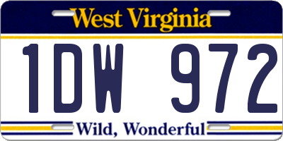 WV license plate 1DW972