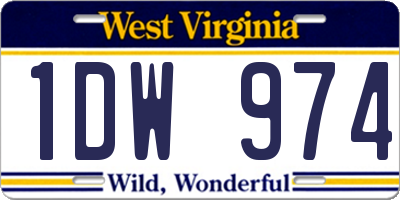 WV license plate 1DW974