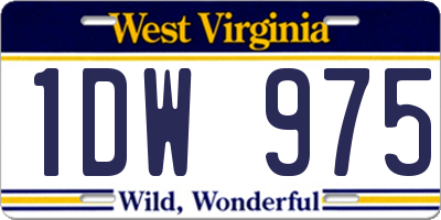 WV license plate 1DW975