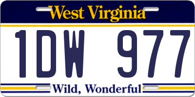 WV license plate 1DW977