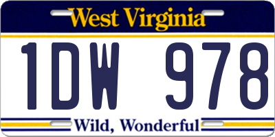 WV license plate 1DW978