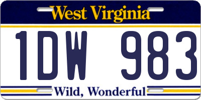 WV license plate 1DW983