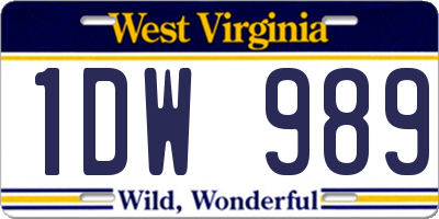 WV license plate 1DW989