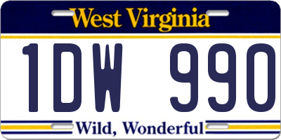 WV license plate 1DW990