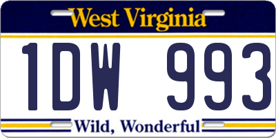 WV license plate 1DW993
