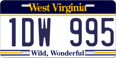 WV license plate 1DW995