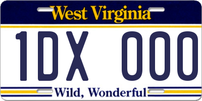 WV license plate 1DX000