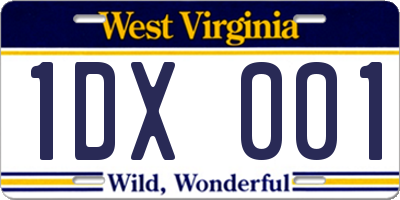 WV license plate 1DX001