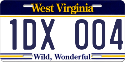 WV license plate 1DX004