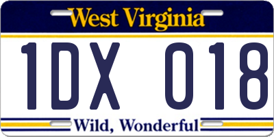 WV license plate 1DX018