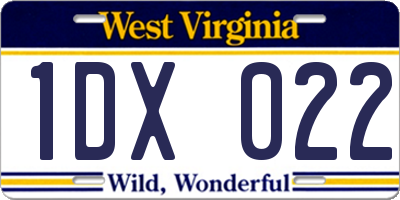 WV license plate 1DX022