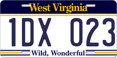 WV license plate 1DX023
