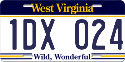 WV license plate 1DX024