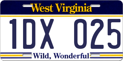 WV license plate 1DX025