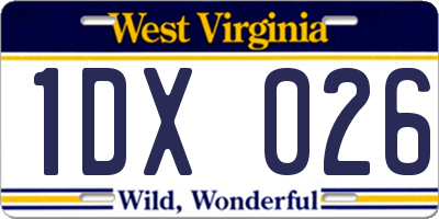 WV license plate 1DX026