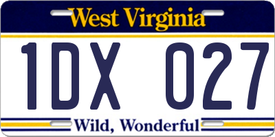 WV license plate 1DX027